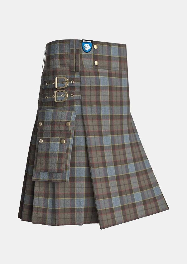 Utility_Outlander_tartan_11113_kilt_side_image_with_pleated_design_and_adjustable_buckles_for_men