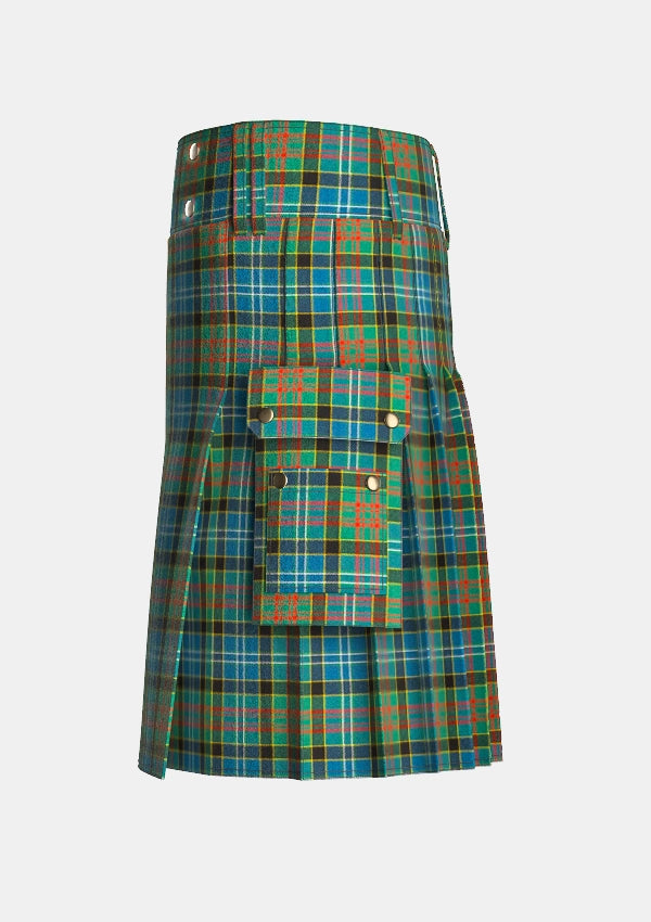Utility_Paisley_tartan_640_kilt_left_image_with_pleated_design_and_adjustable_buckles_for_men