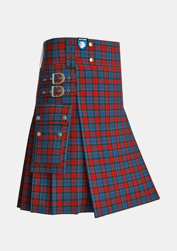 Utility_Patterson_John_tartan_2191_kilt_side_image_with_pleated_design_and_adjustable_buckles_for_men