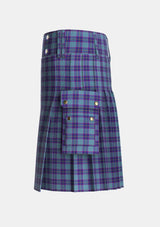 Utility_Peacock_Samantha_Tartan_2655_kilt_left_image_with_pleated_design_and_adjustable_buckles_for_men