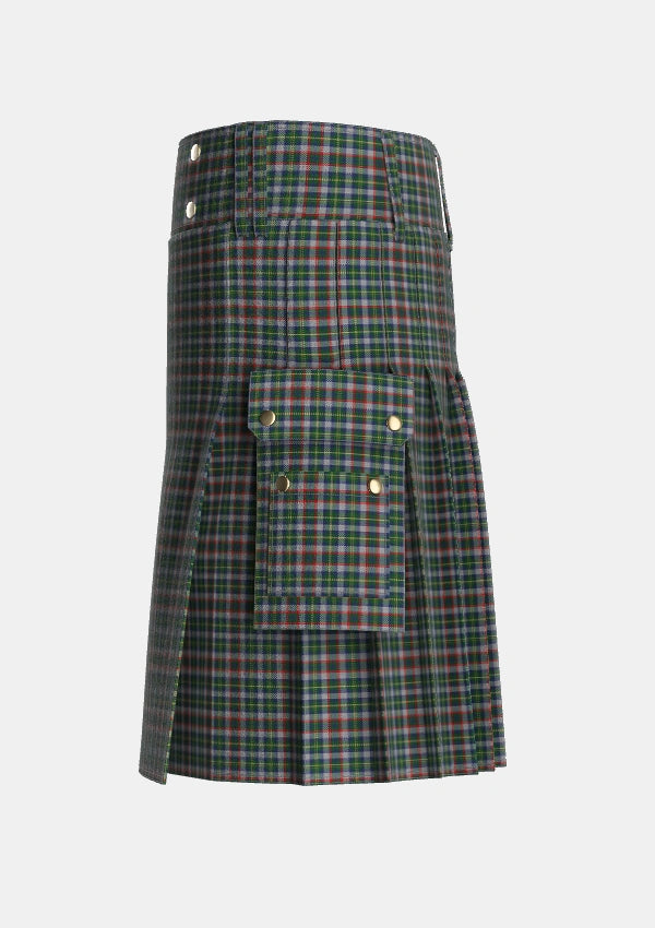 Utility_Penman_2_Tartan_167_kilt_left_image_with_pleated_design_and_adjustable_buckles_for_men