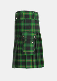 Utility_Perry_Hunting_Green_Personal_Tartan_1119_kilt_left_image_with_pleated_design_and_adjustable_buckles_for_men