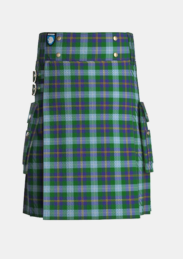Utility_Porteous_Tartan_1264_kilt_front_image_with_pleated_design_and_adjustable_buckles_for_men