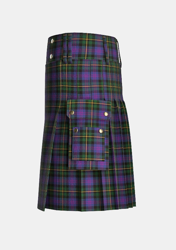 Utility_Price_Powell_Tartan_10295_kilt_left_image_with_pleated_design_and_adjustable_buckles_for_men