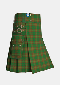 Utility_Prince_David_Tartan_826_kilt_side_image_with_pleated_design_and_adjustable_buckles_for_men