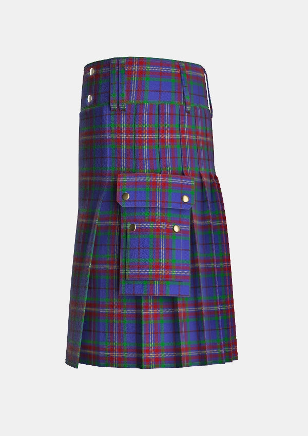 Utility_Rabbie_Burns_Tartan_6318_kilt_left_image_with_pleated_design_and_adjustable_buckles_for_men