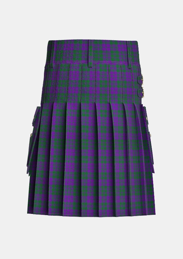 Utility_Rae_Tartan_100_kilt_back_image_with_pleated_design_and_adjustable_buckles_for_men