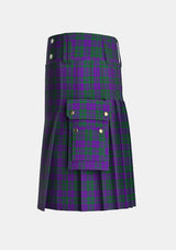 Utility_Rae_Tartan_100_kilt_left_image_with_pleated_design_and_adjustable_buckles_for_men