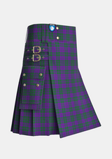 Utility_Rae_Tartan_100_kilt_side_image_with_pleated_design_and_adjustable_buckles_for_men