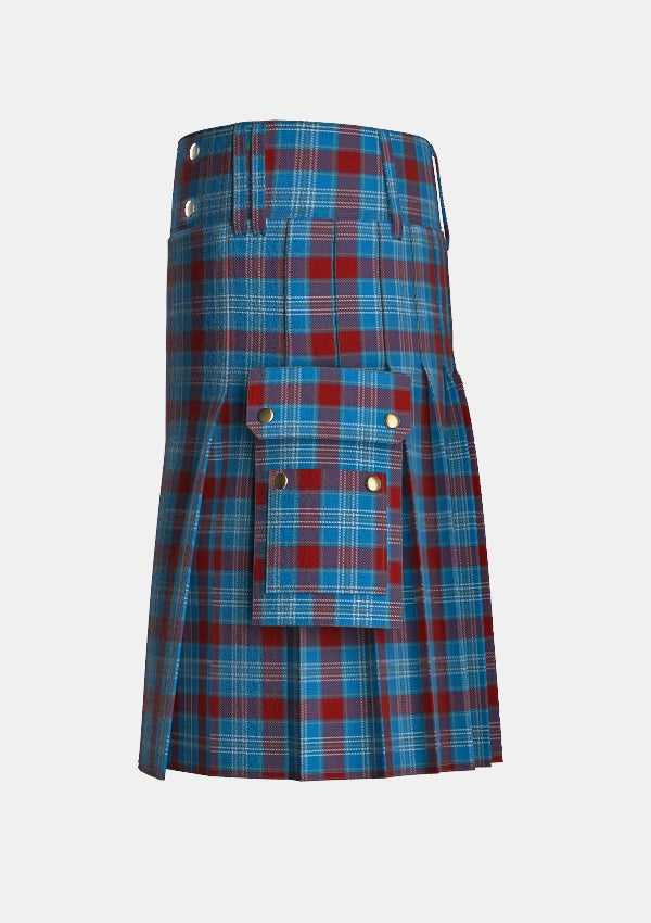Utility_Rafferty_Tartan_6749_kilt_left_image_with_pleated_design_and_adjustable_buckles_for_men
