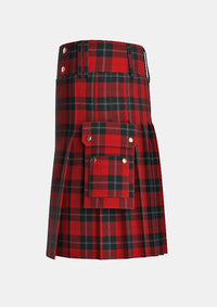 Utility_Ramsay_Red_Tartan_1238_kilt_left_image_with_pleated_design_and_adjustable_buckles_for_men