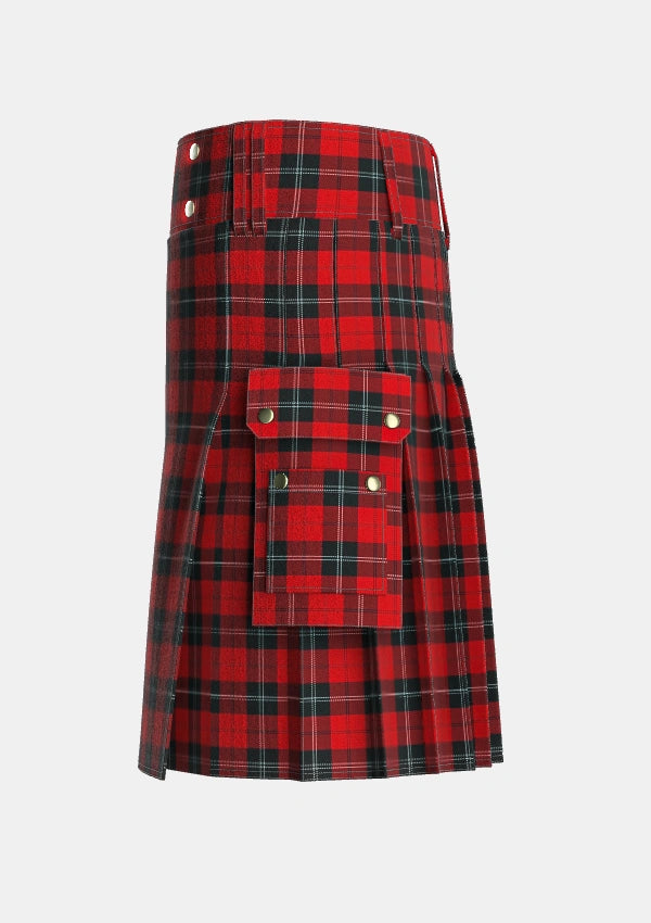 Utility_Ramsay_Tartan_1235_kilt_left_image_with_pleated_design_and_adjustable_buckles_for_men