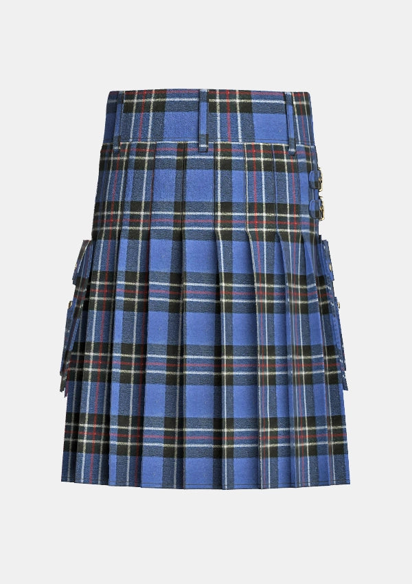 Utility_Rangers_tartan_kilt_back_image_with_pleated_design_and_adjustable_buckles_for_men