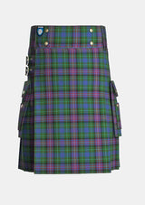 Utility_Rankin_tartan_188_kilt_front_image_with_pleated_design_and_adjustable_buckles_for_men