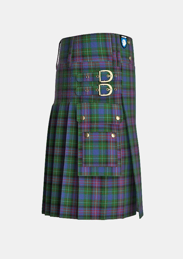 Utility_Rankin_tartan_188_kilt_right_image_with_pleated_design_and_adjustable_buckles_for_men
