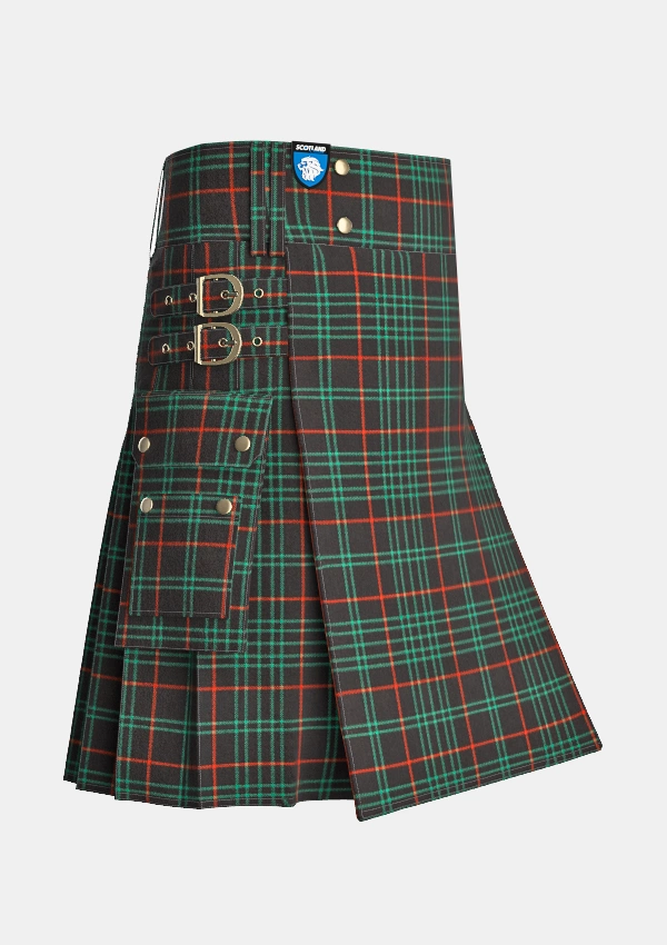 Utility_Renwick_Tartan_787_kilt_side_image_with_pleated_design_and_adjustable_buckles_for_men