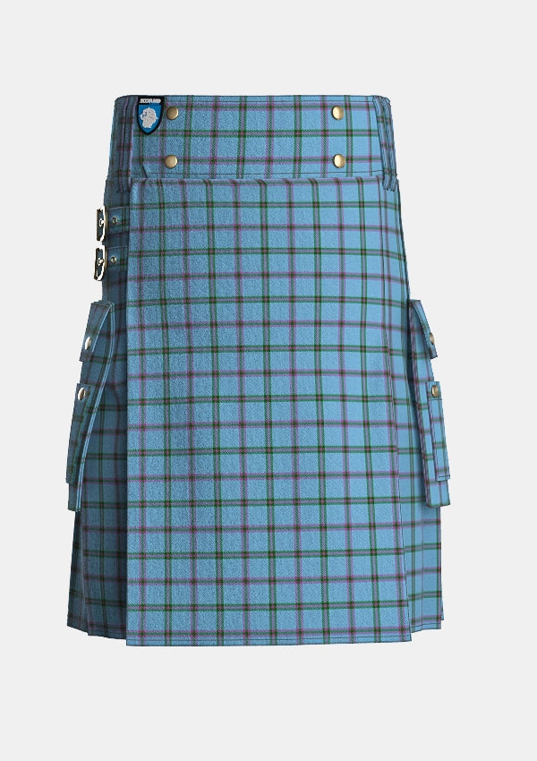 Utility_Richard_Moriarty_Tartan_kilt_front_image_with_pleated_design_and_adjustable_buckles_for_men