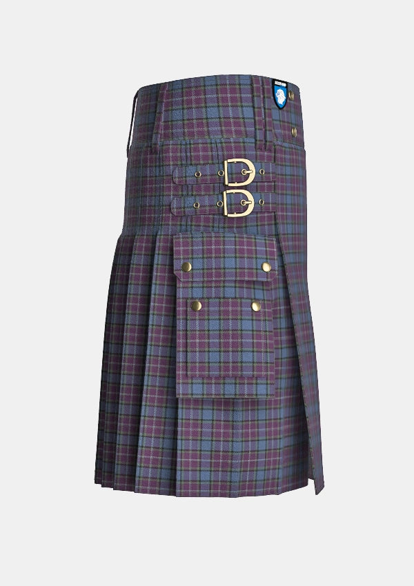 Utility_Riley_s_Theme_Tartan_10657_kilt_right_image_with_pleated_design_and_adjustable_buckles_for_men