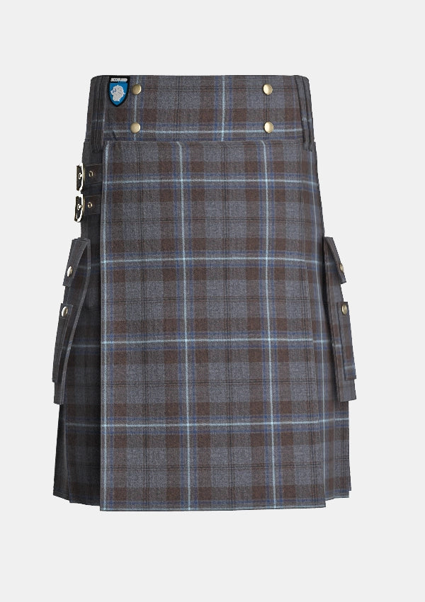 Utility_Rivers_of_Scotland_tartan_kilt_front_image_with_pleated_design_and_adjustable_buckles_for_men