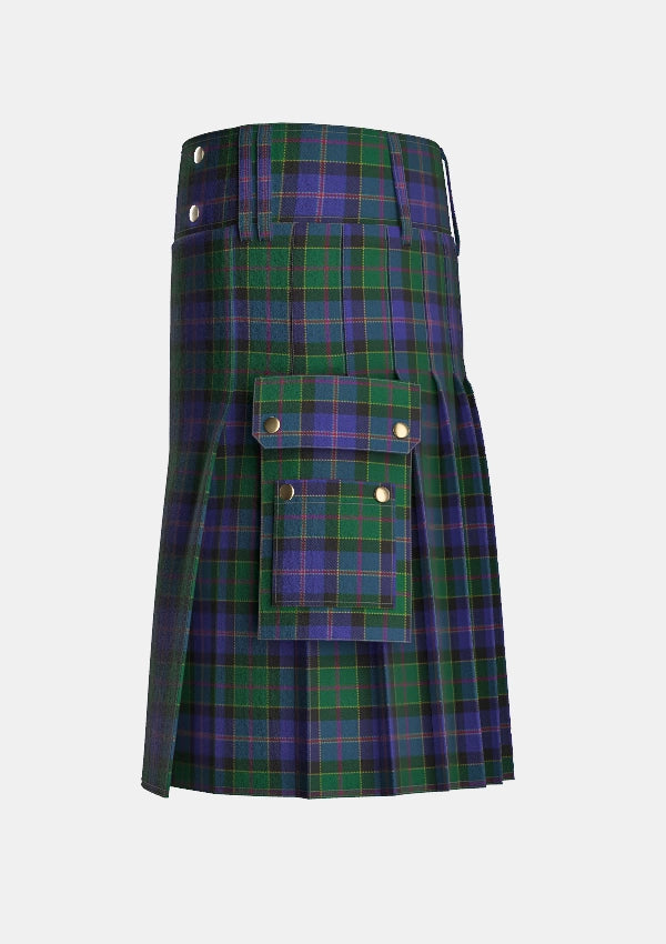 Utility_Robb_Tartan_3157_kilt_left_image_with_pleated_design_and_adjustable_buckles_for_men