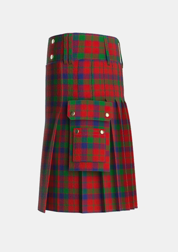 Utility_Robertson_2_Tartan_1501_kilt_left_image_with_pleated_design_and_adjustable_buckles_for_men