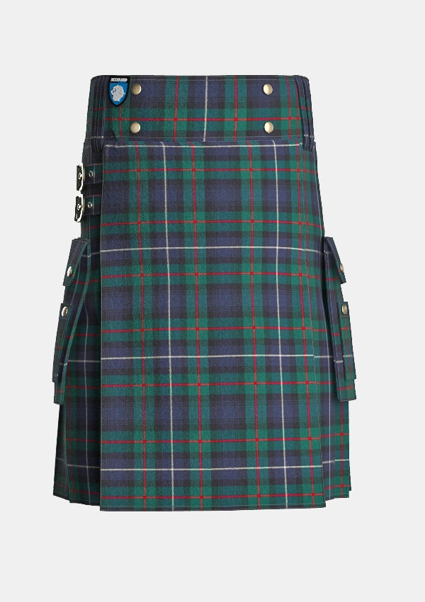 Utility_Robertson_Hunting_Modern_Tartan_kilt_front_image_with_pleated_design_and_adjustable_buckles_for_men