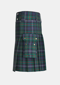 Utility_Robertson_Hunting_Modern_Tartan_kilt_left_image_with_pleated_design_and_adjustable_buckles_for_men
