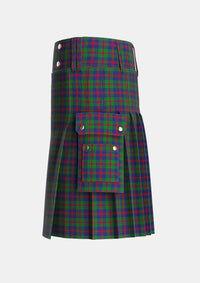 Utility_Robertson_Struan_Tartan_530_kilt_left_image_with_pleated_design_and_adjustable_buckles_for_men