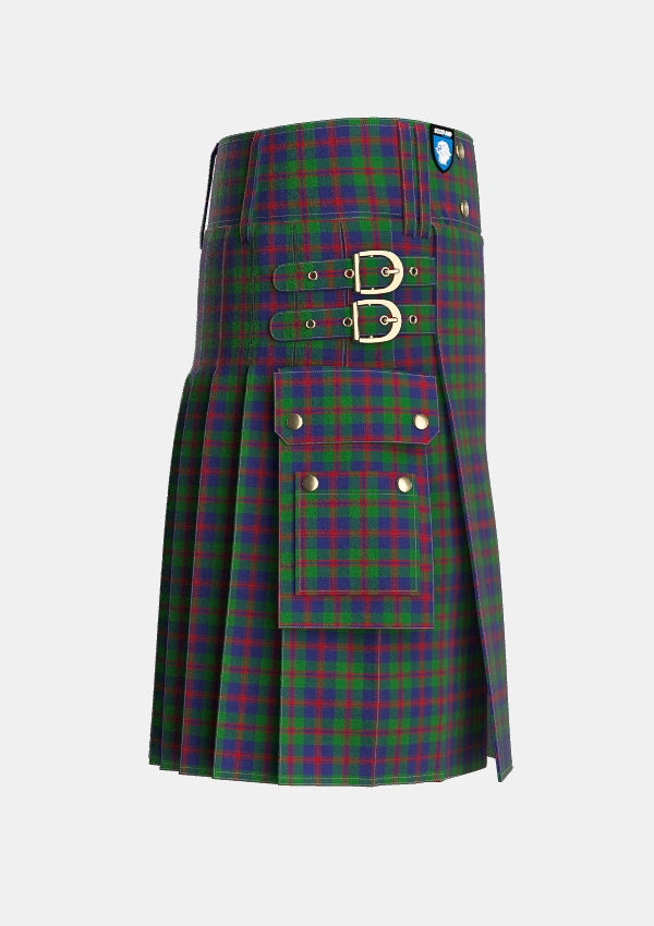 Utility_Robertson_Struan_Tartan_530_kilt_right_image_with_pleated_design_and_adjustable_buckles_for_men