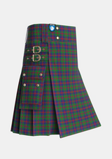 Utility_Robertson_Struan_Tartan_530_kilt_side_image_with_pleated_design_and_adjustable_buckles_for_men