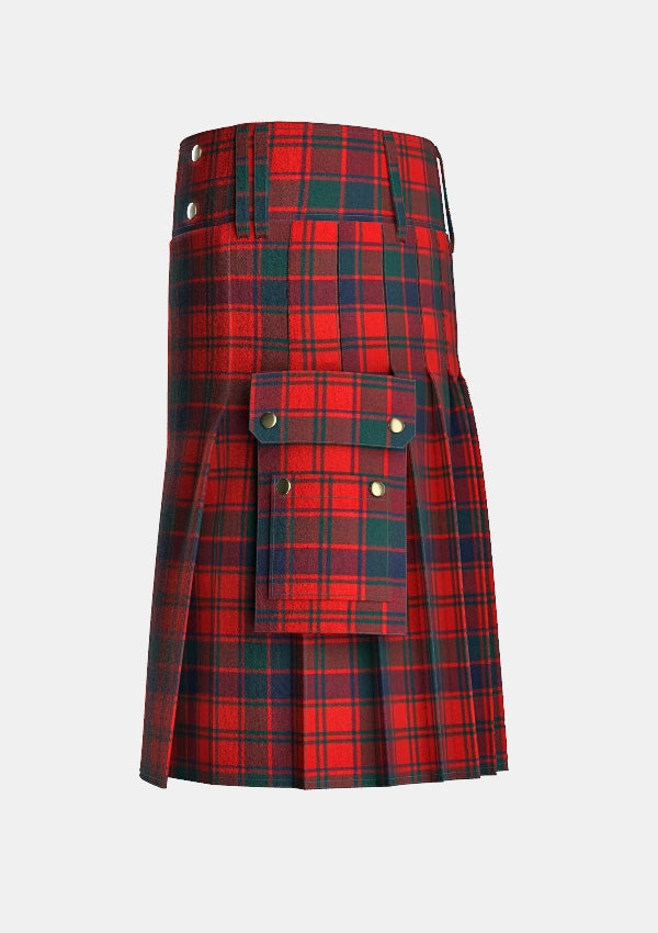 Utility_Robertson_tartan_kilt_left_image_with_pleated_design_and_adjustable_buckles_for_men