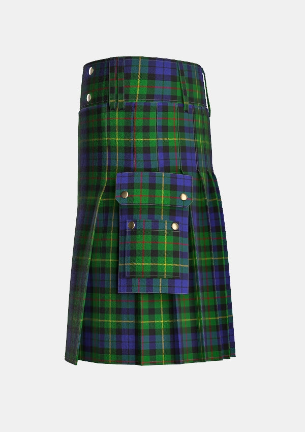 Utility_Rollo_Tartan_1971_kilt_left_image_with_pleated_design_and_adjustable_buckles_for_men