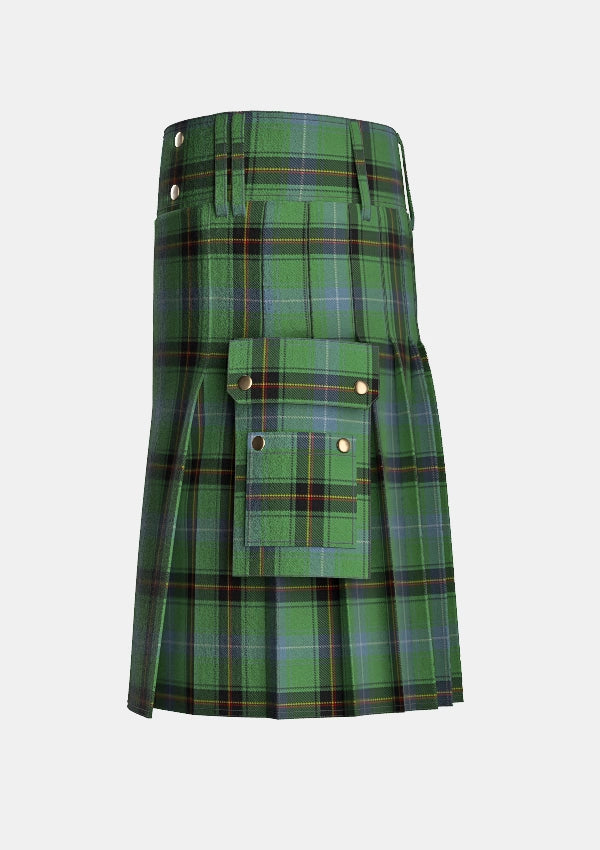Utility_Rooney_Tartan_7517_kilt_left_image_with_pleated_design_and_adjustable_buckles_for_men