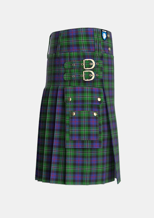 Utility_Rose_Hunting_Tartan_1226_kilt_right_image_with_pleated_design_and_adjustable_buckles_for_men