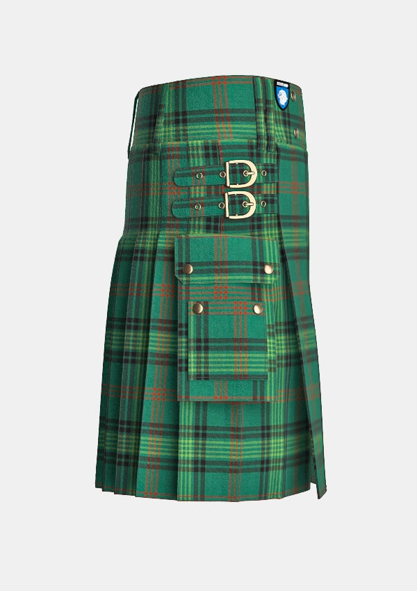 Utility_Ross_Hunting_tartan_756_kilt_right_image_with_pleated_design_and_adjustable_buckles_for_men