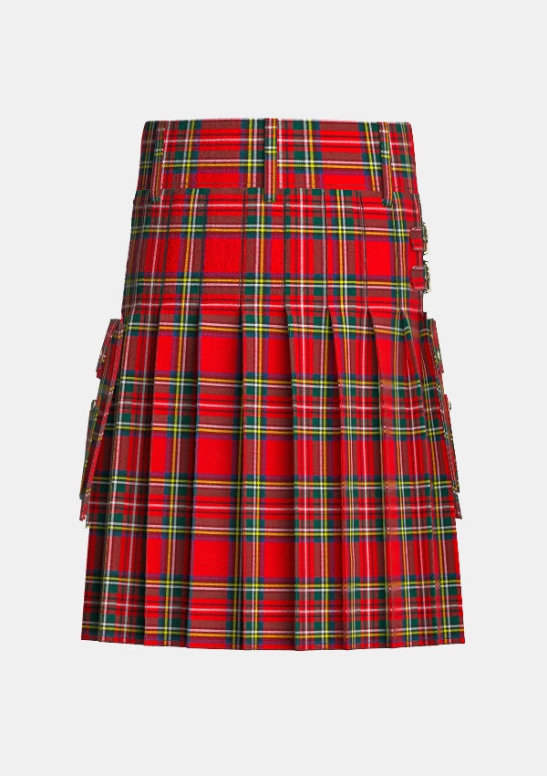 Utility_Royal_Stewart_Tartan_kilt_back_image_with_pleated_design_and_adjustable_buckles_for_men