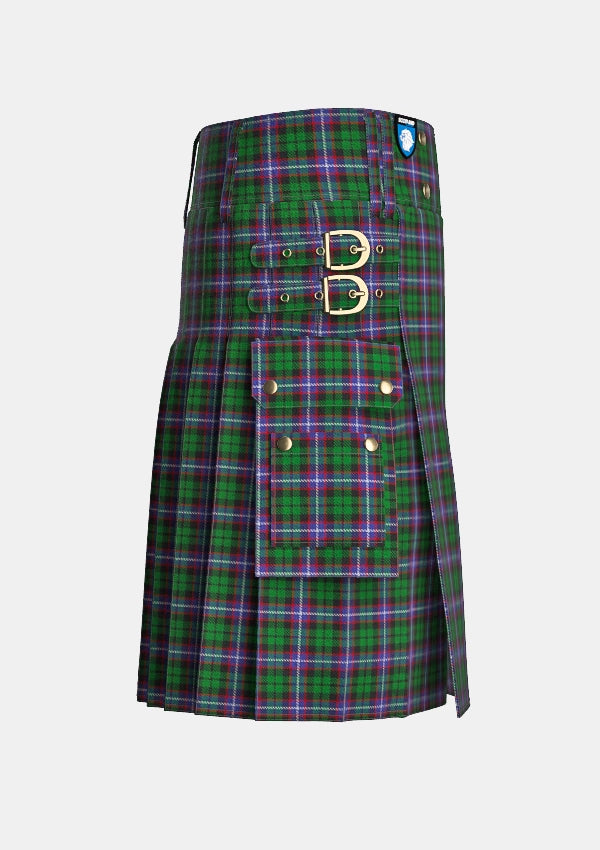 Utility_Russell_tartan_3179_kilt_right_image_with_pleated_design_and_adjustable_buckles_for_men