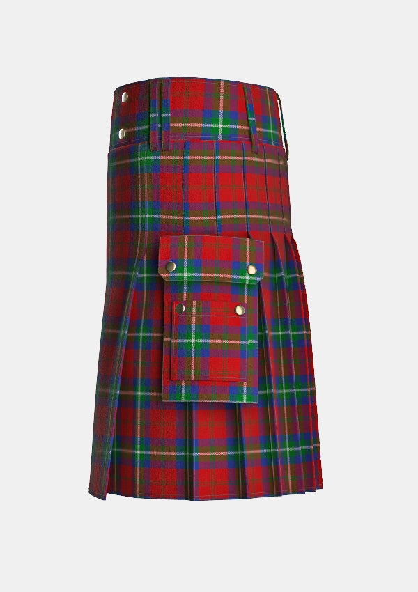 Utility_Ruthven_Tartan_1521_kilt_left_image_with_pleated_design_and_adjustable_buckles_for_men