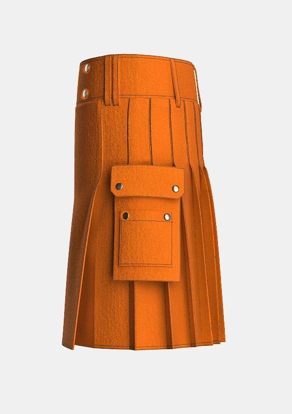 Utility_Saffron_Tartan_kilt_left_image_with_pleated_design_and_adjustable_buckles_for_men