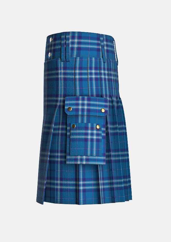 Utility_Saltire_tartan_6152_kilt_left_image_with_pleated_design_and_adjustable_buckles_for_men