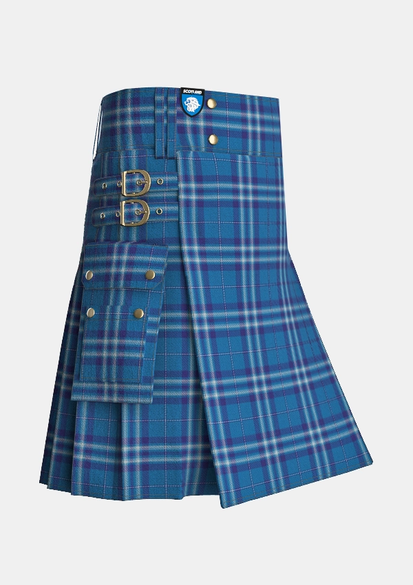 Utility_Saltire_tartan_6152_kilt_side_image_with_pleated_design_and_adjustable_buckles_for_men