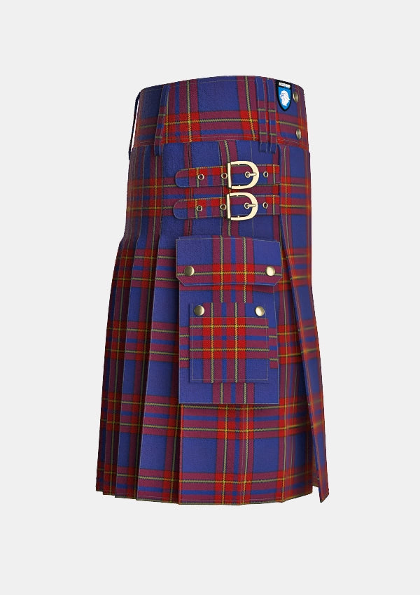 Utility_Salvation_Army_Tartan_kilt_right_image_with_pleated_design_and_adjustable_buckles_for_men