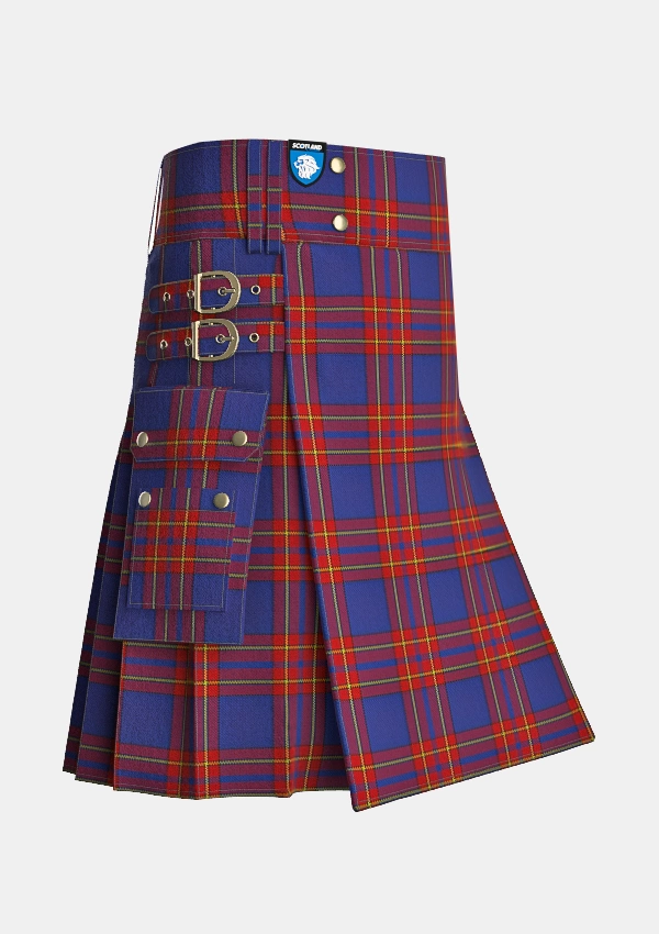 Utility_Salvation_Army_Tartan_kilt_side_image_with_pleated_design_and_adjustable_buckles_for_men