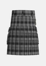 Utility_Scott_Black_and_White_Tartan_1245_kilt_back_image_with_pleated_design_and_adjustable_buckles_for_men