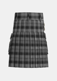 Utility_Scott_Black_and_White_Tartan_1245_kilt_back_image_with_pleated_design_and_adjustable_buckles_for_men