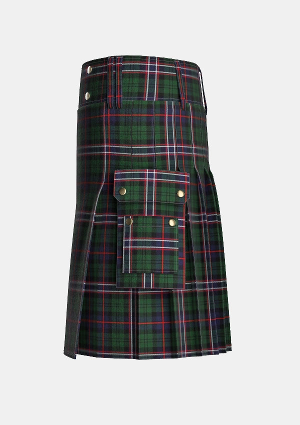 Utility_Scottish_National_Tartan_kilt_left_image_with_pleated_design_and_adjustable_buckles_for_men