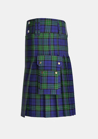 Utility_Scottish_Rugby_Union_Tartan_2101_kilt_left_image_with_pleated_design_and_adjustable_buckles_for_men