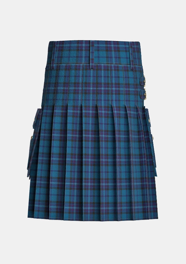 Utility_Scottish_Thistle_tartan_7098_kilt_back_image_with_pleated_design_and_adjustable_buckles_for_men