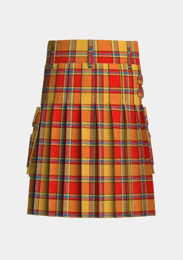 Utility_Scrimgeour_Tartan_1627_kilt_back_image_with_pleated_design_and_adjustable_buckles_for_men