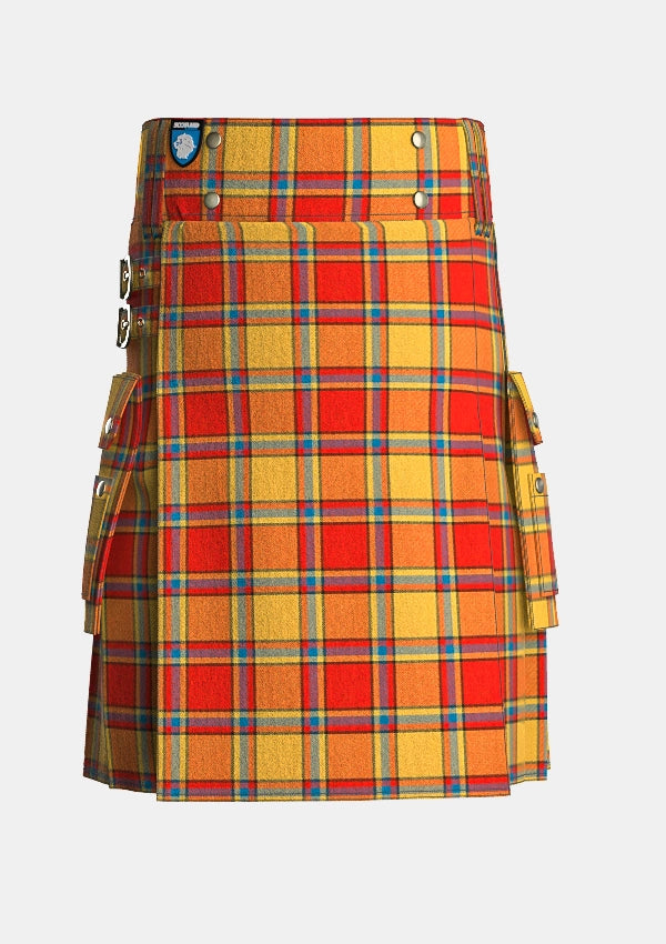 Utility_Scrimgeour_Tartan_1627_kilt_front_image_with_pleated_design_and_adjustable_buckles_for_men